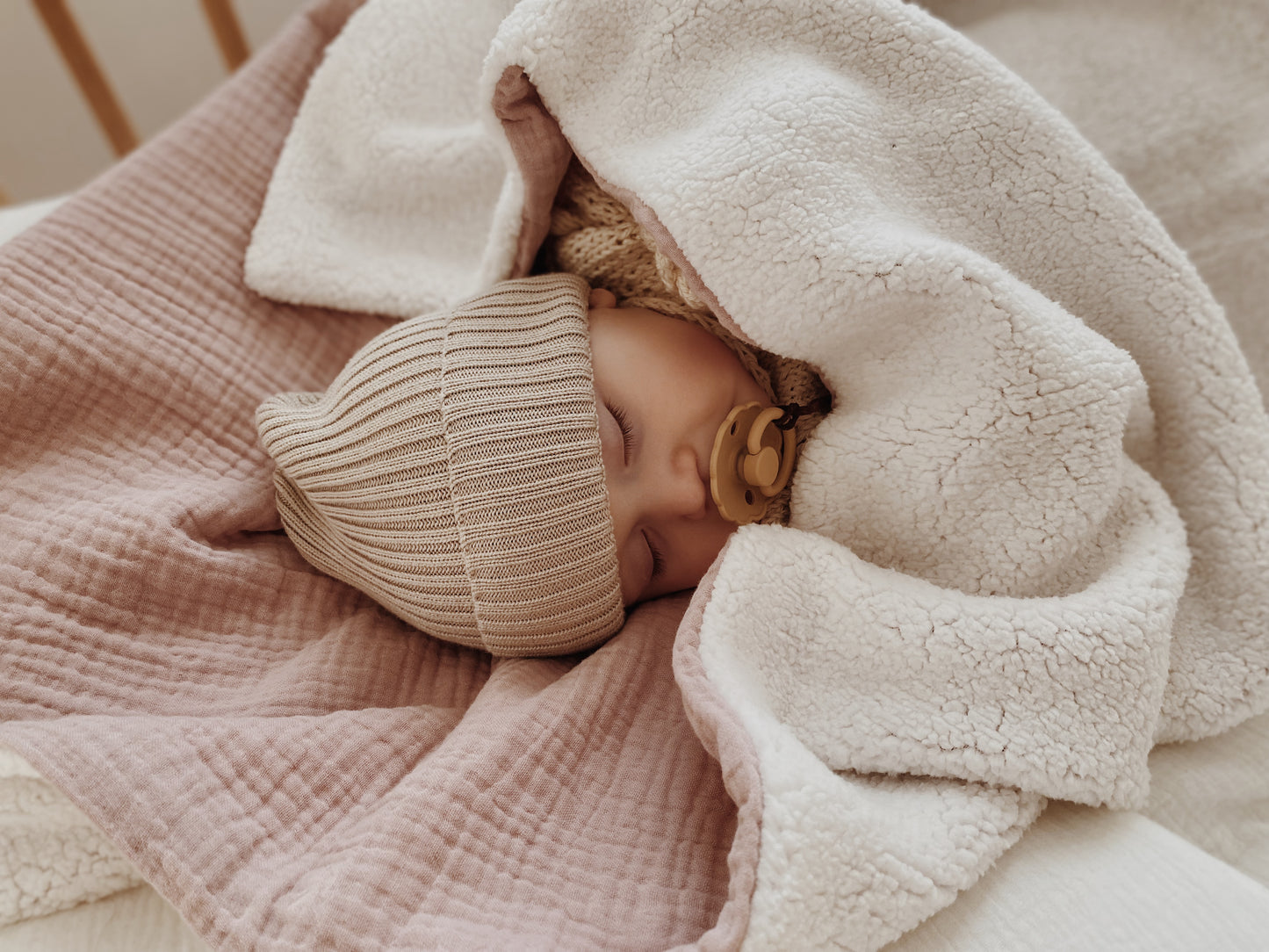 Teddy deken Wieg formaat - Blush Pink |