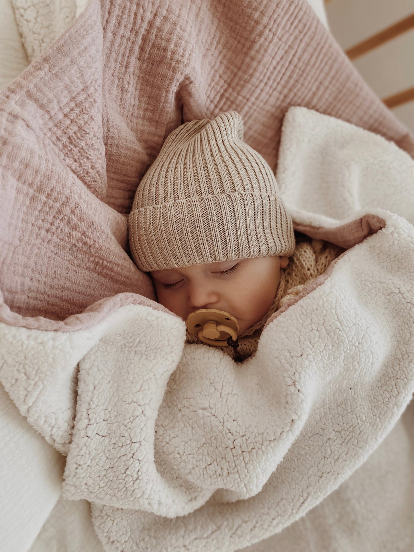 Teddy deken Wieg formaat - Blush Pink |