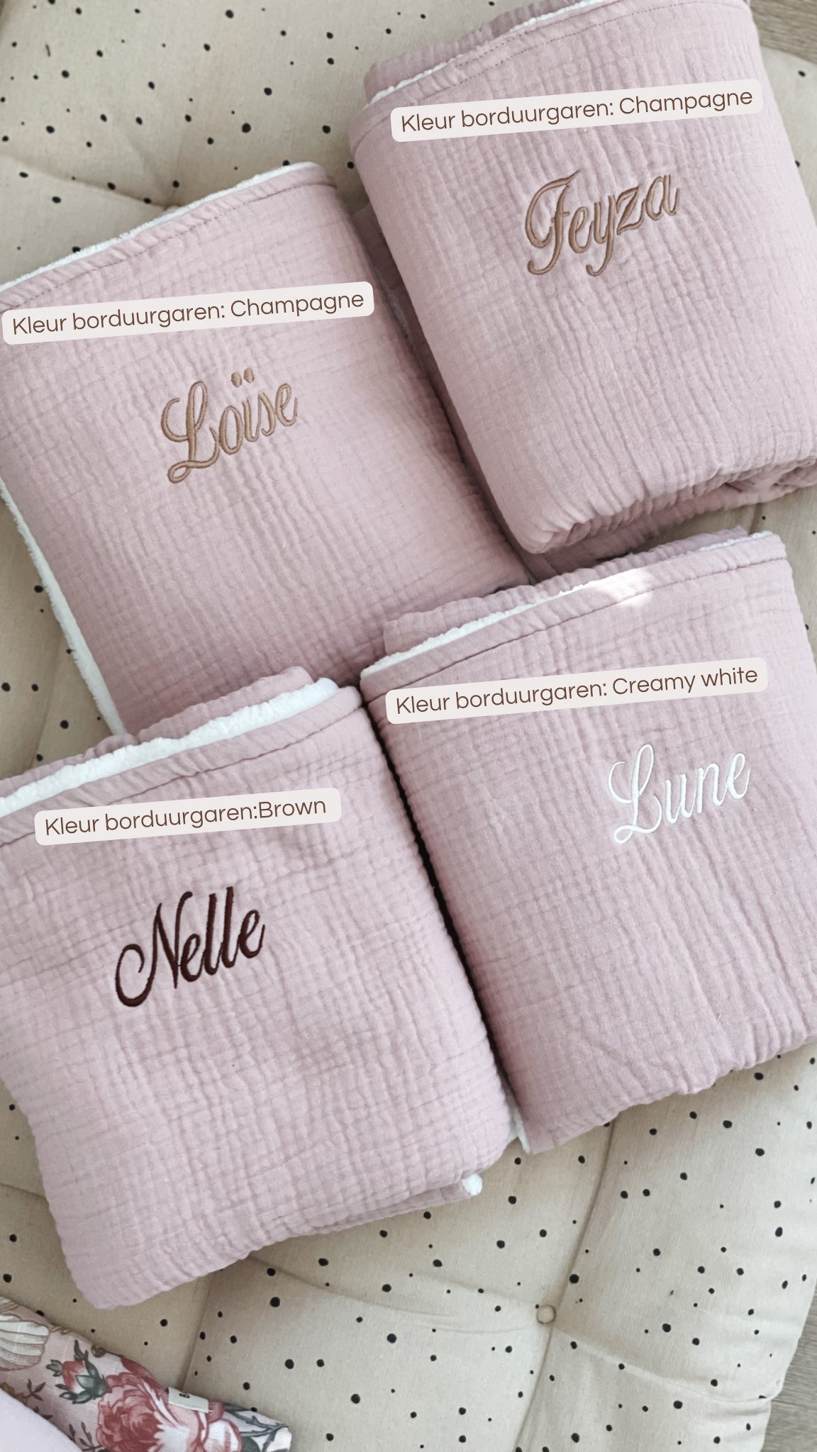 Bamboe deken wieg formaat - Blush Pink
